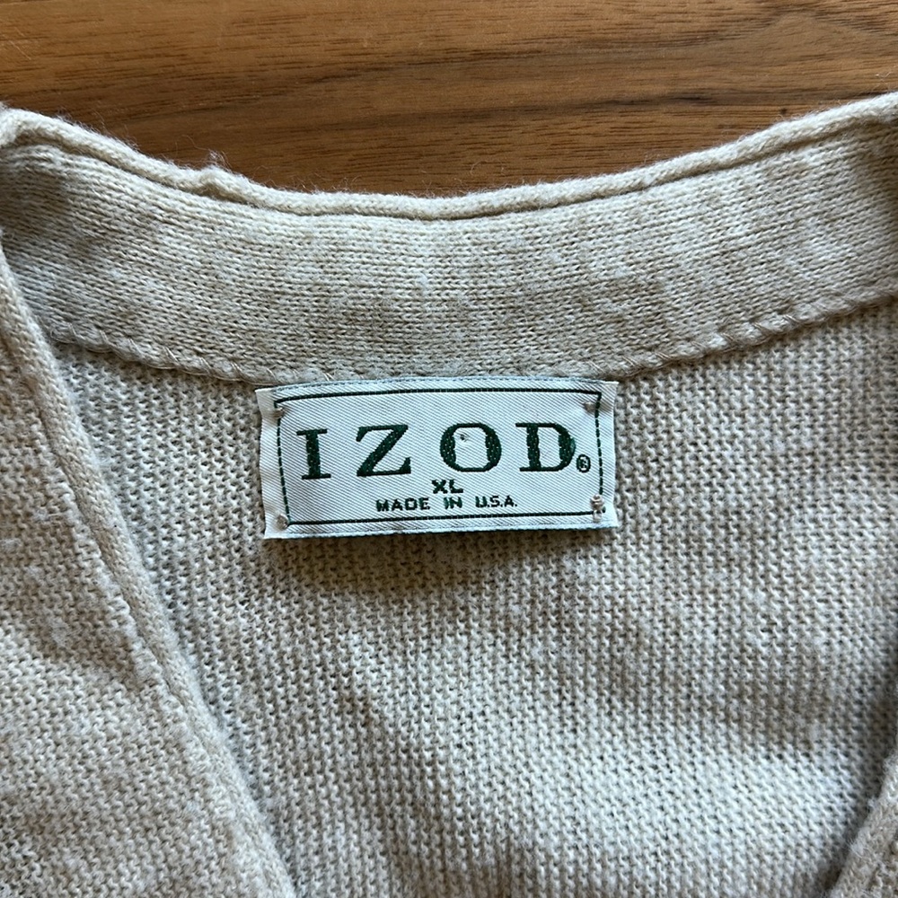 Vtg Izod crested cardigan sweater - Picture 2 of 4